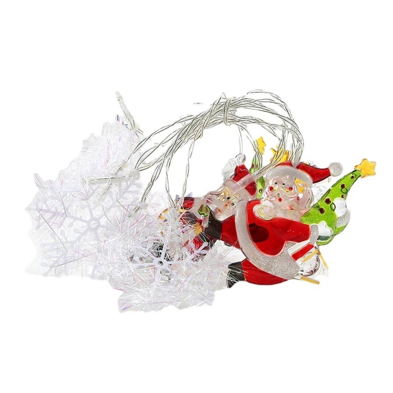 Dây Đèn LED Hình Ông Già Noel / Bông Tuyết Chạy Bằng Pin Dùng Trang Trí Giáng Sinh
