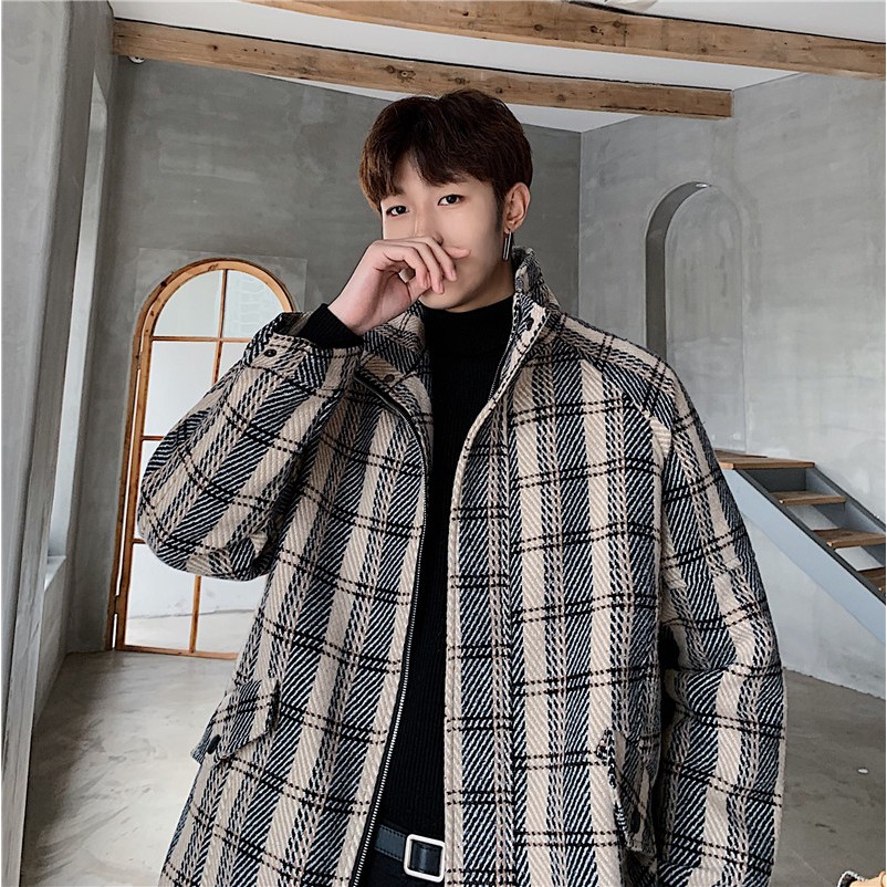 Áo dạ nam cổ bẻ họa tiết kẻ caro thời trang unisex hàng cao cấp đẹp