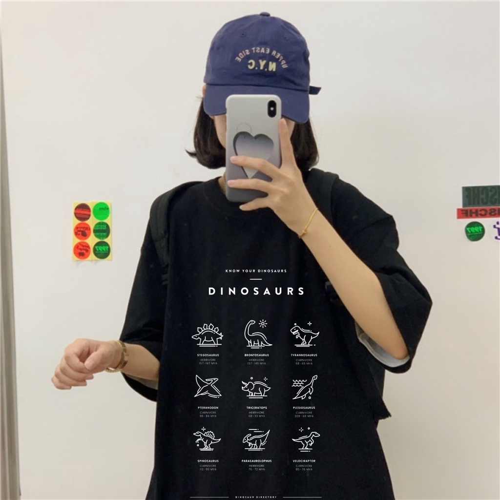 Áo thun tay lỡ  DINOSAURS  phông Unisex nam nữ tee oversize form rộng pull Ulzzang Streetwear Hàn Quốc vải mềm