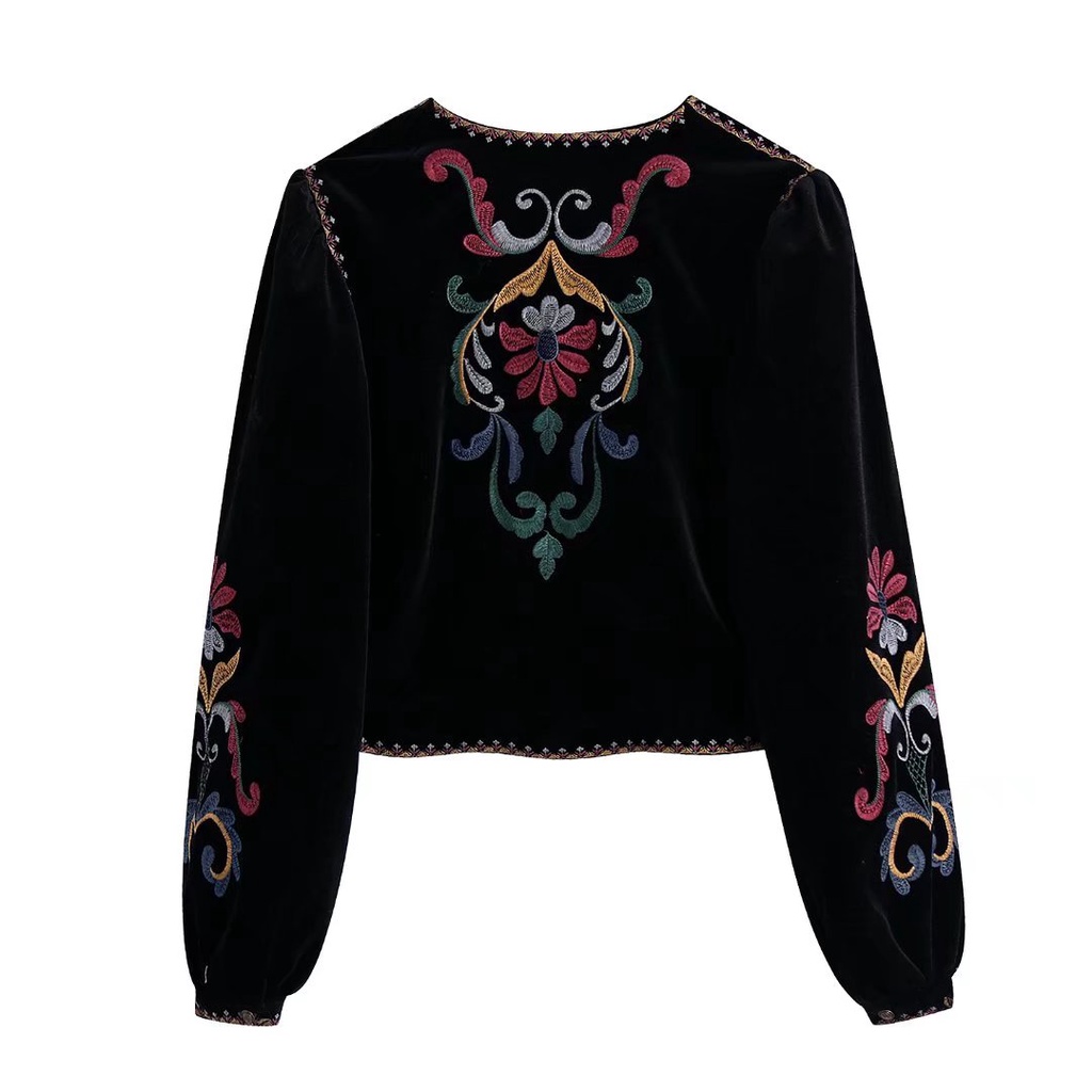 Zara Morocco full tag - Áo Zara cadigan nhung thêu boho độc đáo - Luumooc