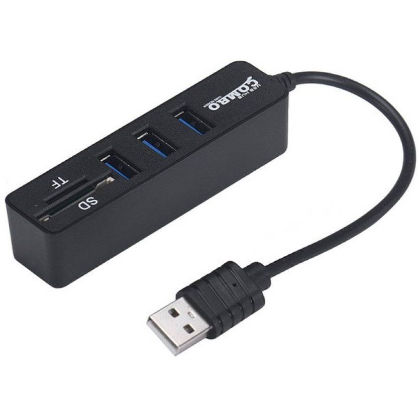 [hub usb + Reader] Bộ chia USB 2.0 từ 1 thành 3 có hỗ trợ đọc thẻ nhớ