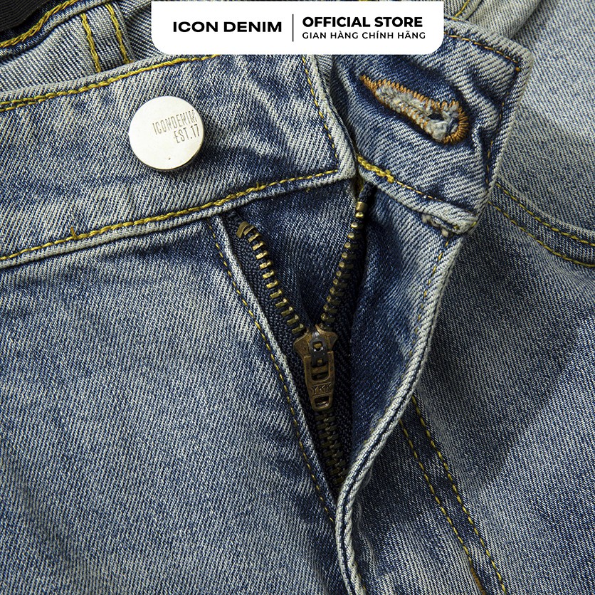 Quần Jean Nam ICON DENIM Dáng Slim-fit Trơn Light Blue Wash