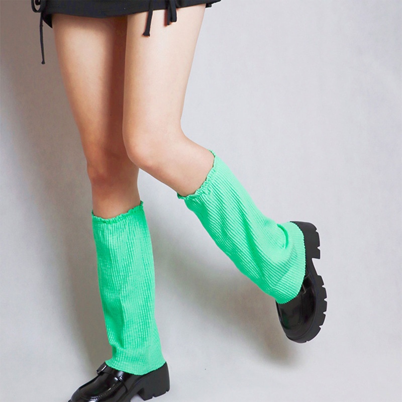 Youyo Vớ Ống Chân Dệt Kim Giữ Ấm Chân Màu Xanh Neon Phong Cách Gothic Harajuku Cho Nữ