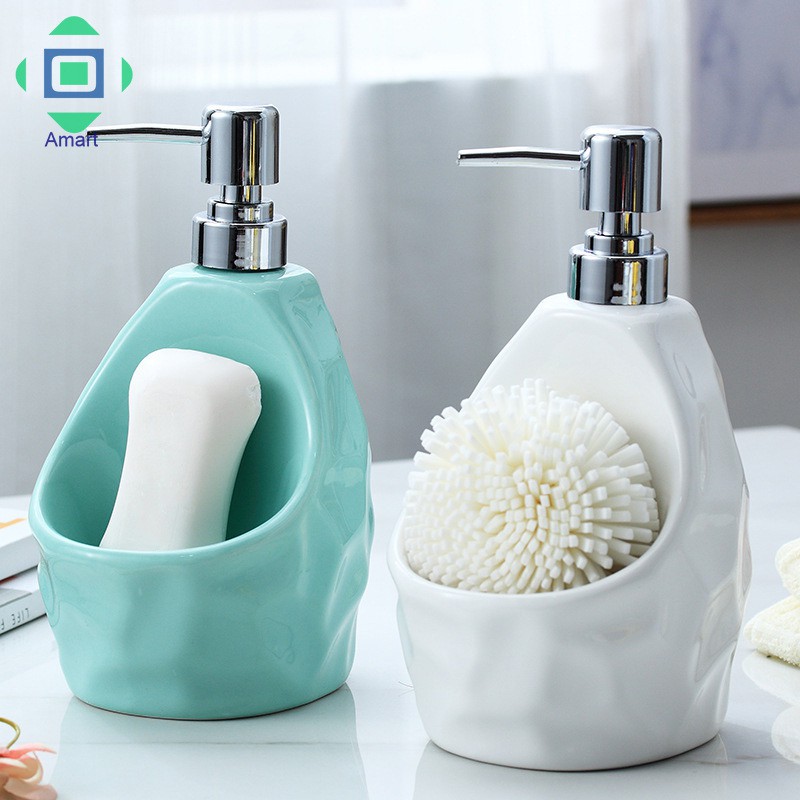 Chai đựng xà phòng dạng lỏng bằng gốm có nắp đậy