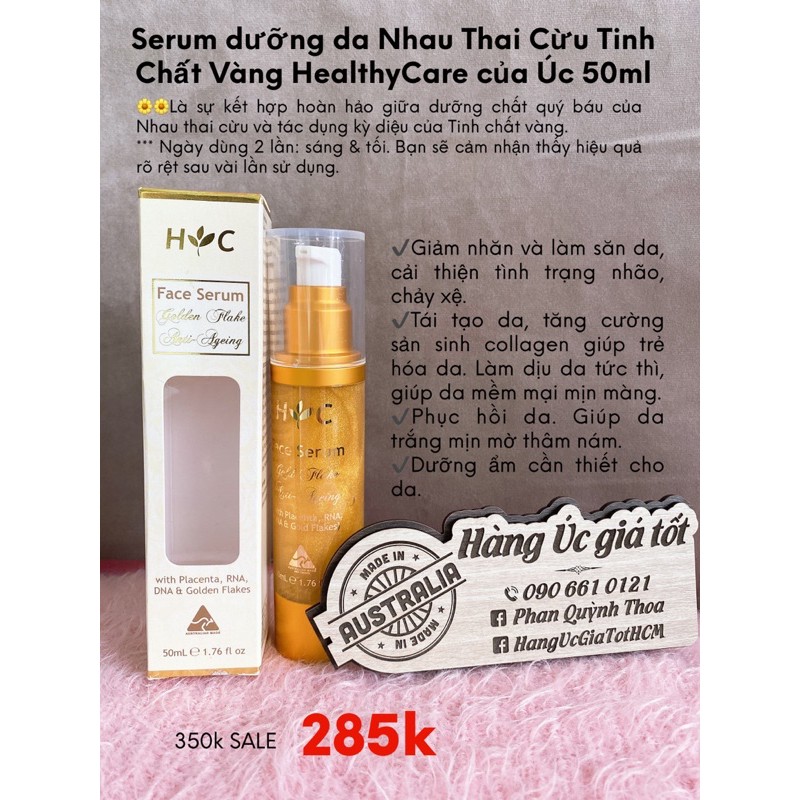 Serum dưỡng da Nhau Thai Cừu Tinh Chất Vàng HealthyCare của Úc 50ml