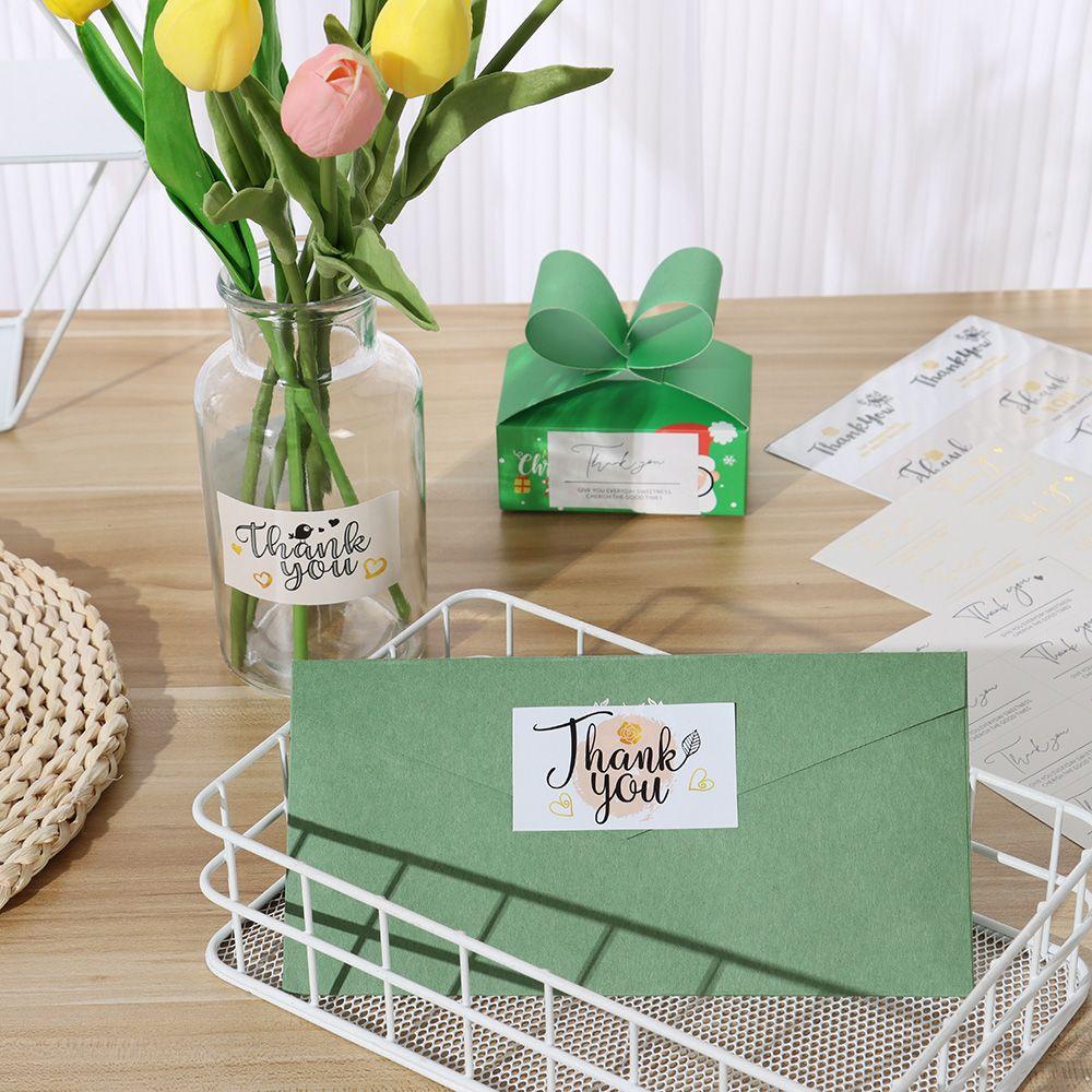 Bộ 80 Miếng Dán Trang Trí Gói Quà In Chữ Thank You Xinh Xắn