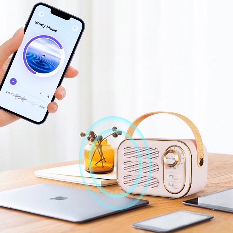 Loa bluetooth DW13 kiểu dáng Radio có quai da - Mẫu mới 2022