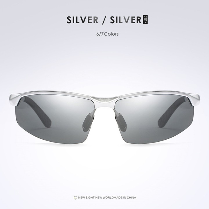 Mắt kính nam tráng gương polarized phân cực chống chói, chống tia UV400, gọng nhôm magiê khớp nối lò xo, MK1819