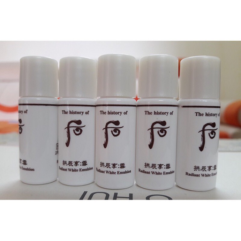 combo 10 chai sample sữa dữơng Trắng Da Whoo Radiant White, Mỗi Chai 5ml