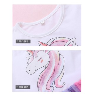 Rainbow unicorn pattern dress for girls