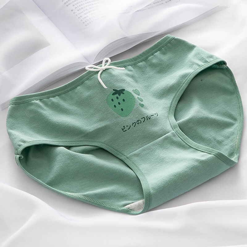 Quần lót nữ cotton co dãn 4 chiều hoạ tiết Dâu Xanh JAENIA