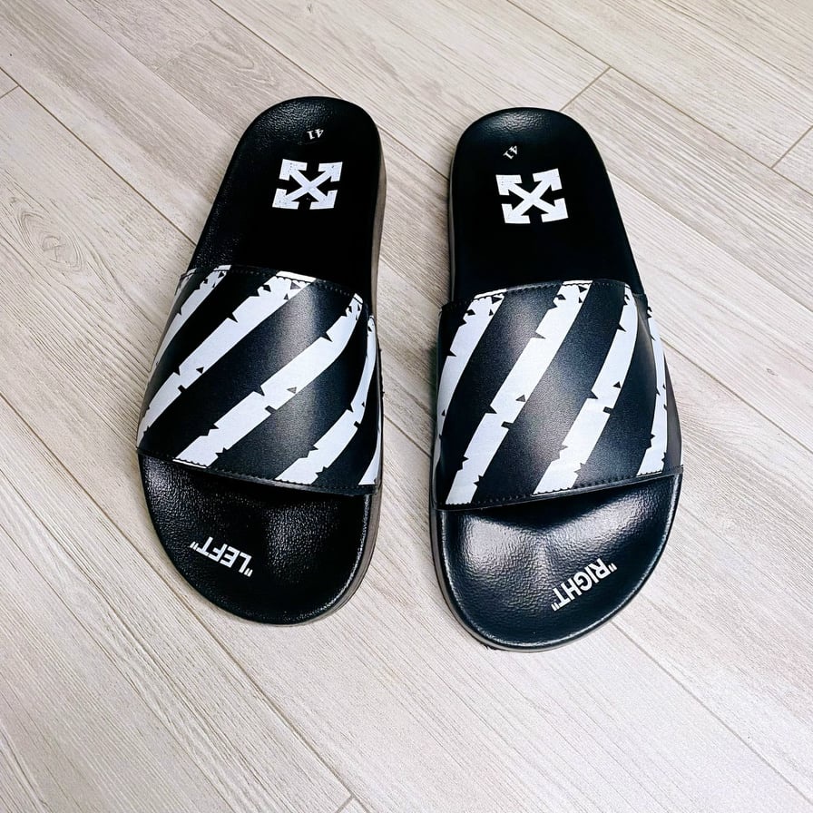 🔥HÀNG SIÊU CẤP🔥Dép nam,dép nam OFF white hè 2022 quai ngang họa tiết sọc đen trắng