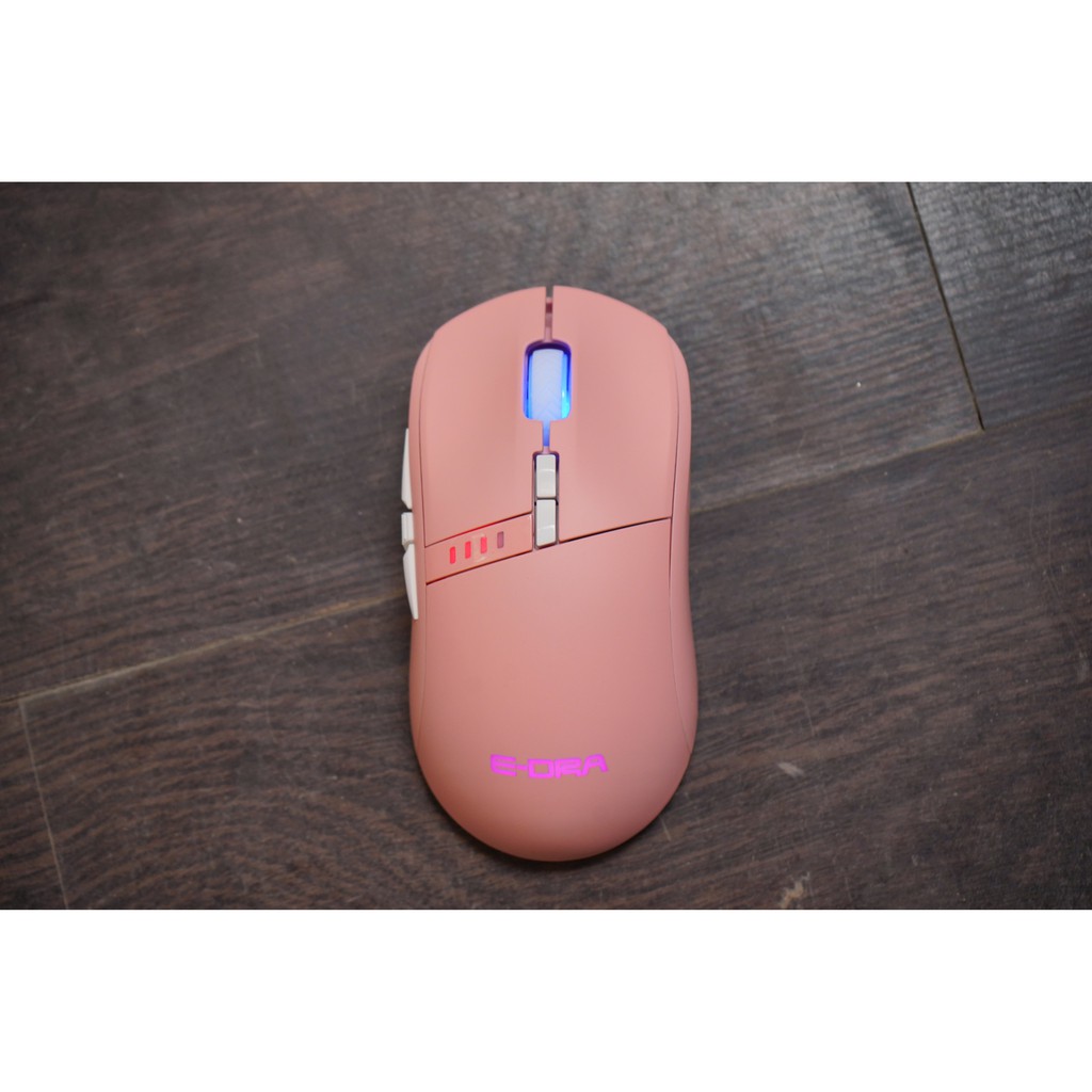 Chuột gaming không dây E-Dra EM620W Pink RGB, Avago 3325 (Wireless/ USB Type-C) version 2021