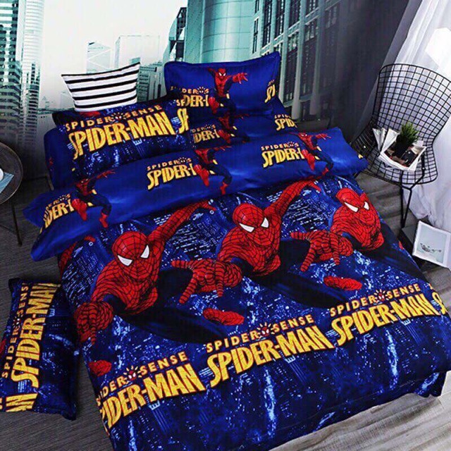 Bộ Ga Và 2 Vỏ Gối Cotton Poly Mẫu SPIDERMAN SENSE PR068