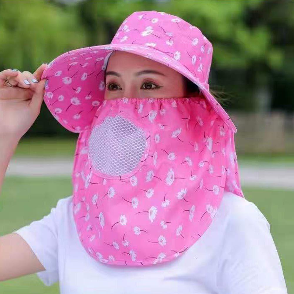 Mũ Vành Rộng Chống Nắng Chống Tia UV Có Tấm Che Mặt Và Cổ Thời Trang Mùa Hè
