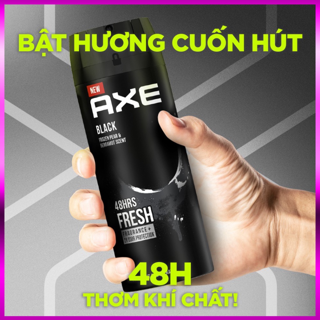 Xịt nước hoa toàn thân dành cho Nam - Nhập khẩu chính hãng từ Nga - Thương hiệu AXE BLACK - Mẫu mới nhất (135ml/chai)