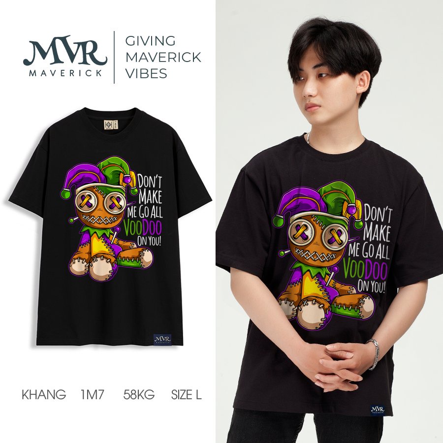Áo thun nữ tay lỡ Cotton thoáng mát búp bê gấu dễ thương pha kinh dị MVR KK3857