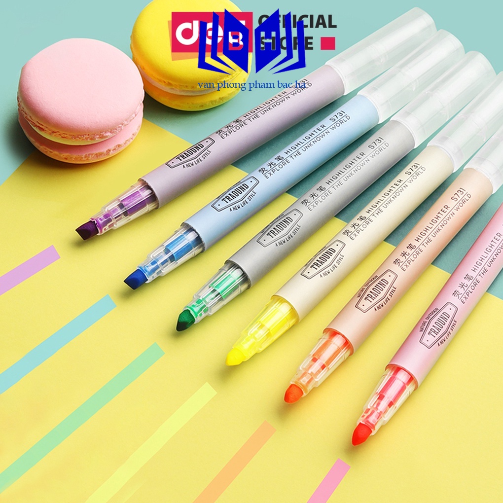 ( BẮC HÀ ) Bút highlight dấu dòng dạ quang Deli – 6 chiếc/ hộp - S624
