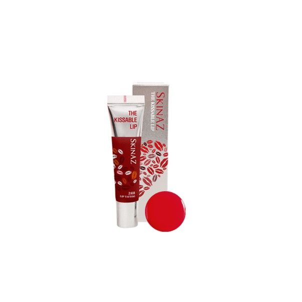 Hàn Quốc Skinaz Bộ 4 | Kissable Magic Lip | Màu sắc cao, quần áo dài, không trọng lượng, bổ sung dinh dưỡng | Màu tự nhiên Peel-Off Lip Tattoo Gloss + Miếng dán | Màu sắc gợi cảm | Khô nhanh chóng, bong tróc, trông tự nhiên và đẹp