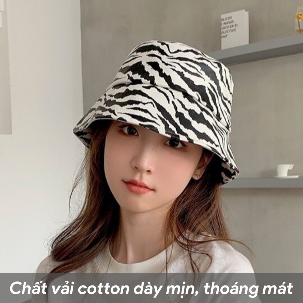 Mũ bucket ngựa vằn ❤️ Nón vành tròn hoạ tiết trắng đen phong cách Ulzzang form unisex nam nữ - BK02