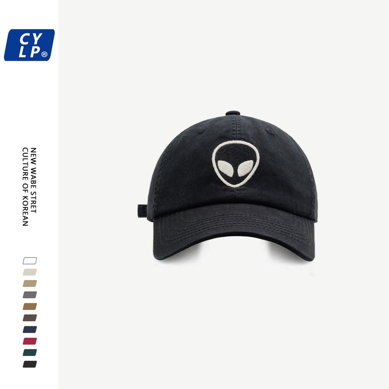 Mũ Lưỡi Trai Mềm Thêu Hình Người Ngoài Hành Tinh Kiểu Hip-Hop Hàn Quốc Cá Tính