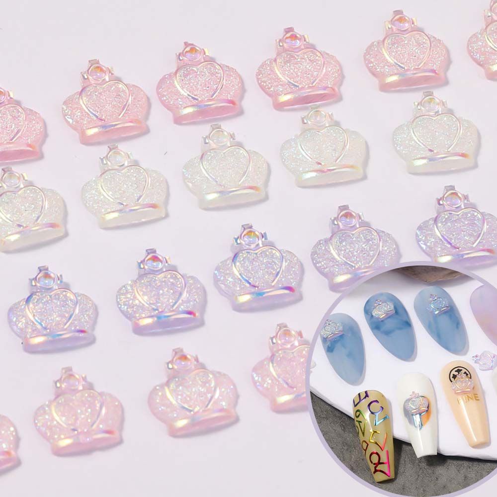 [Hàng mới về] Phụ kiện trang trí móng tay hình vương miện 3d màu tím sáng bóng thời trang Nhật Bản