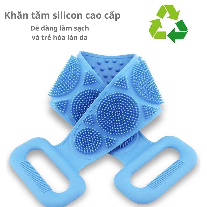 Chà cọ lưng silicon 2 mặt tẩy tế bào chết, kỳ lưng có tay cầm làm sạch và trẻ hóa làn da NT30