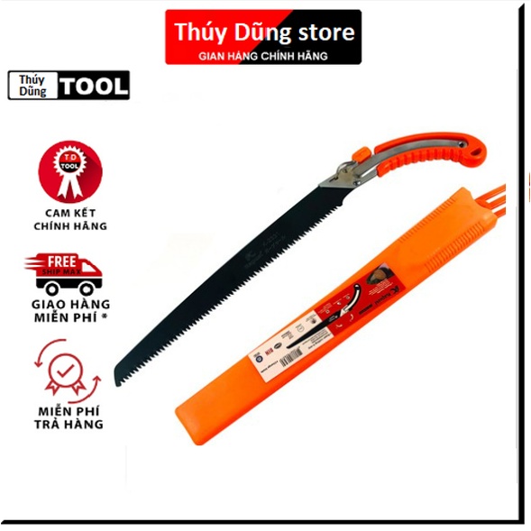 Cưa gỗ cầm tay, cưa cành lưỡi đen thép Kapusi 350mm kèm bao đựng cưa
