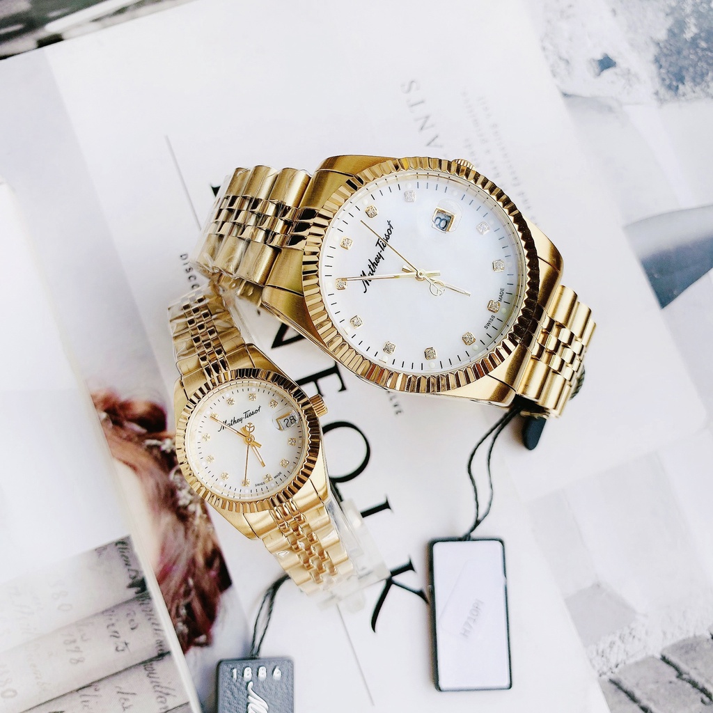 Đồng hồ đôi nam nữ dây thép Mathey Tissot H710PI Và D710PI