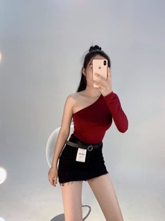 Áo lệch vai trơn phong cách thun lụa cao cấp