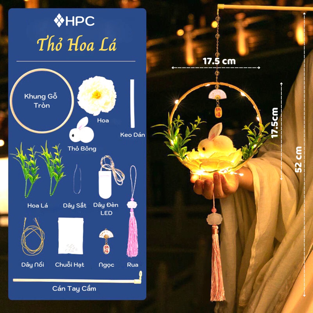 Đèn Lồng Trung Thu Cầm Tay Handmade, Đèn Lồng Thỏ Ngọc, Hoa Sen, Decor, Sống Ảo - Xu Hướng 2022