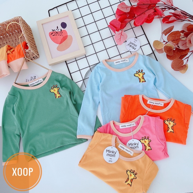 Bộ dài cạp cao gân thêu hươu cho bé trai bé gái(7-16kg) BD4