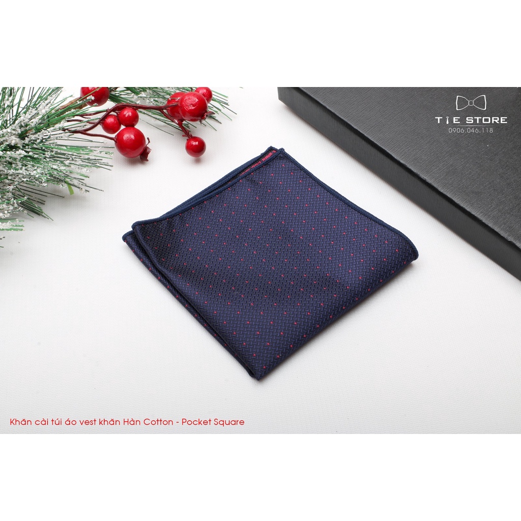 Khăn Cài Túi Áo Vest - Pocket Square, phụ kiện lịch lãm, nhiều mẫu xanh chấm