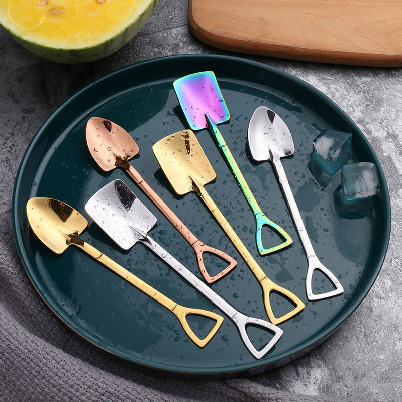 Muỗng Cà Phê Thiết Kế Hình Xẻng Làm Từ Thép Không Gỉ Sử Dụng Tiện Lợi