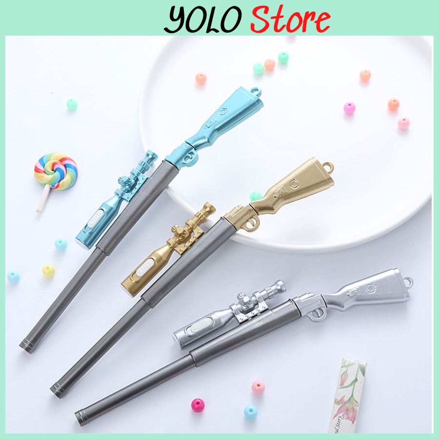 Bút bi nước hình súng kèm đèn pin YOLO STORE