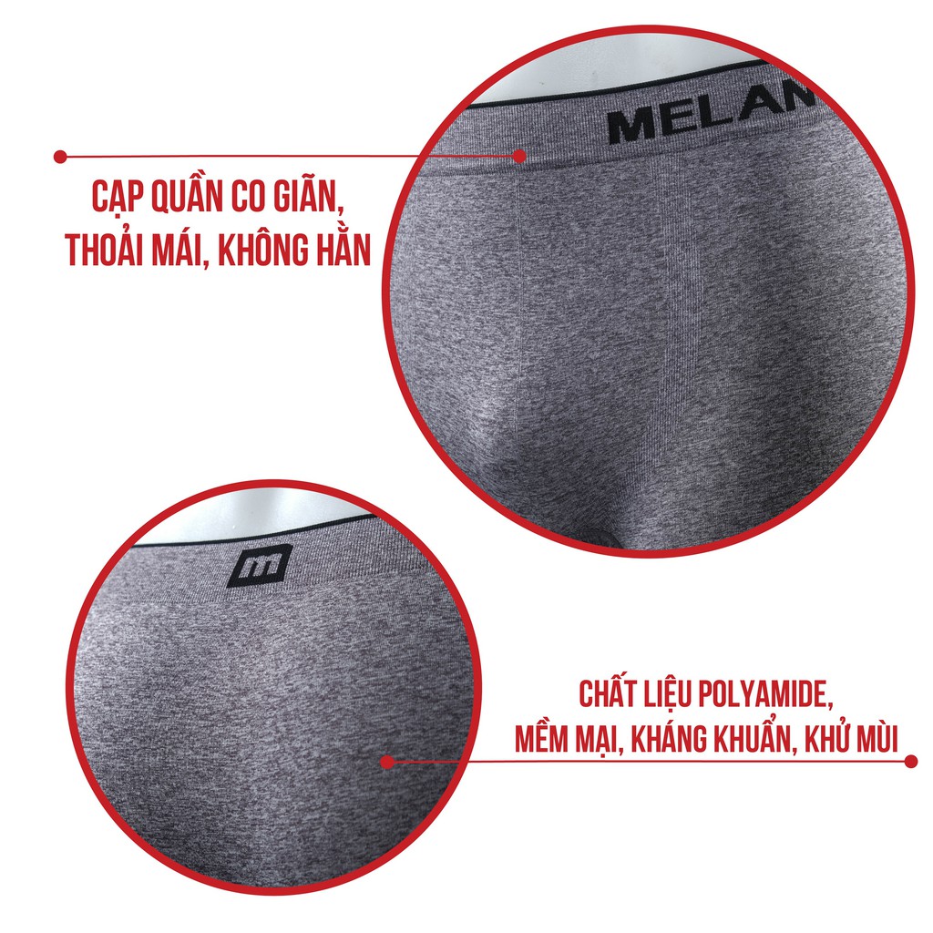 Combo 4 Quần Lót, Quần Sịp Nam Melange Siêu Co Giãn, Thoáng Mát, Mềm Mại - MA.22.12