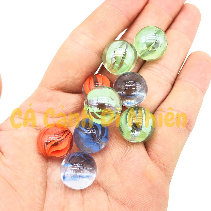 Viên bi ve 8 khía 200 gram  size 1.6 cm trang trí hồ cá