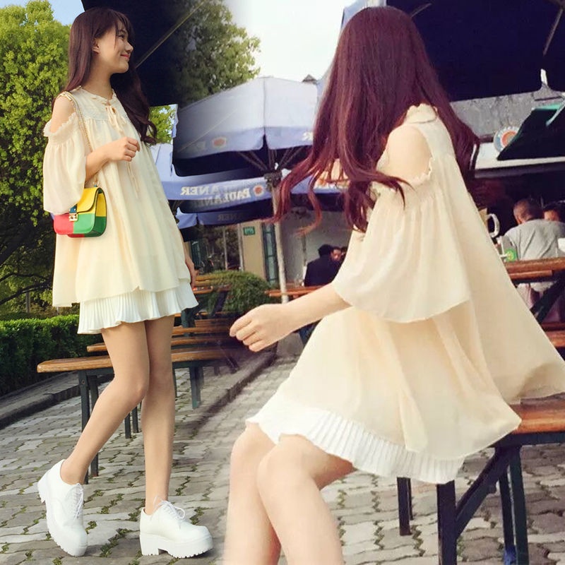 Đầm Chiffon Hở Vai Thời Trang Hàn Quốc Cho Mẹ Bầu 8.1