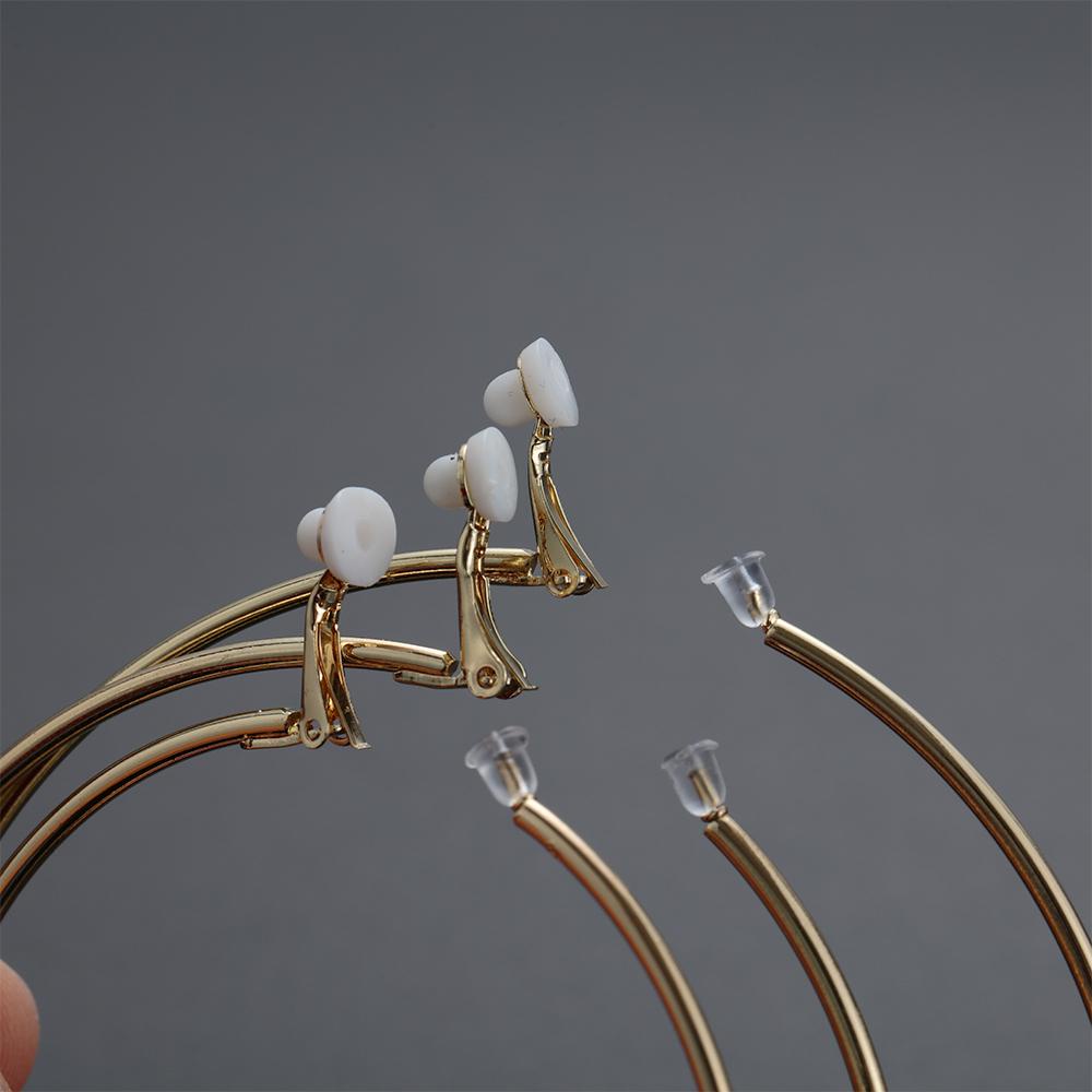 1 Đôi Bông Tai Tròn Thời Trang Dành Cho Nữ|Khuyên Xỏ Màu Đen Không Xỏ Lỗ