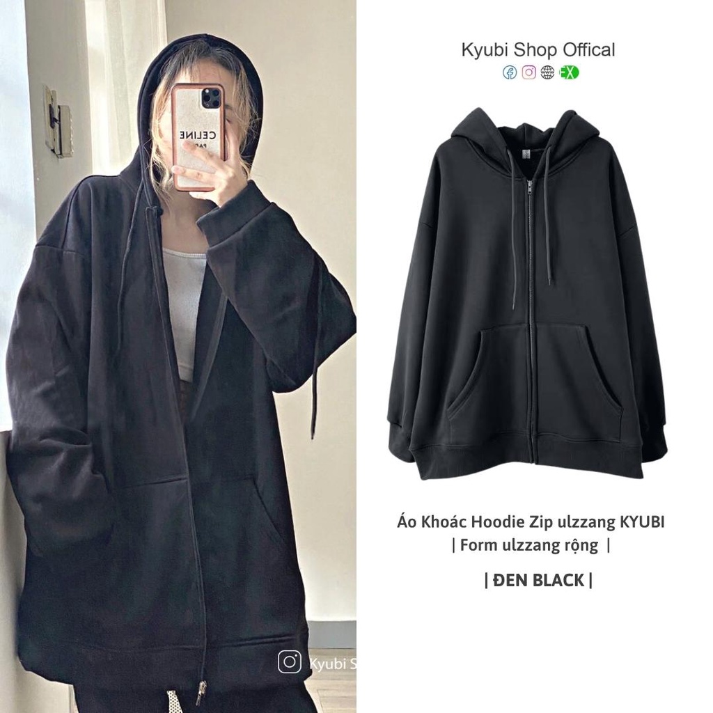 Áo Khoác Hoodie Trơn Nhiều Màu Nam Nữ Ulzzang Form Rộng Unisex (Có Bigsize) - KYUBI AKZ02