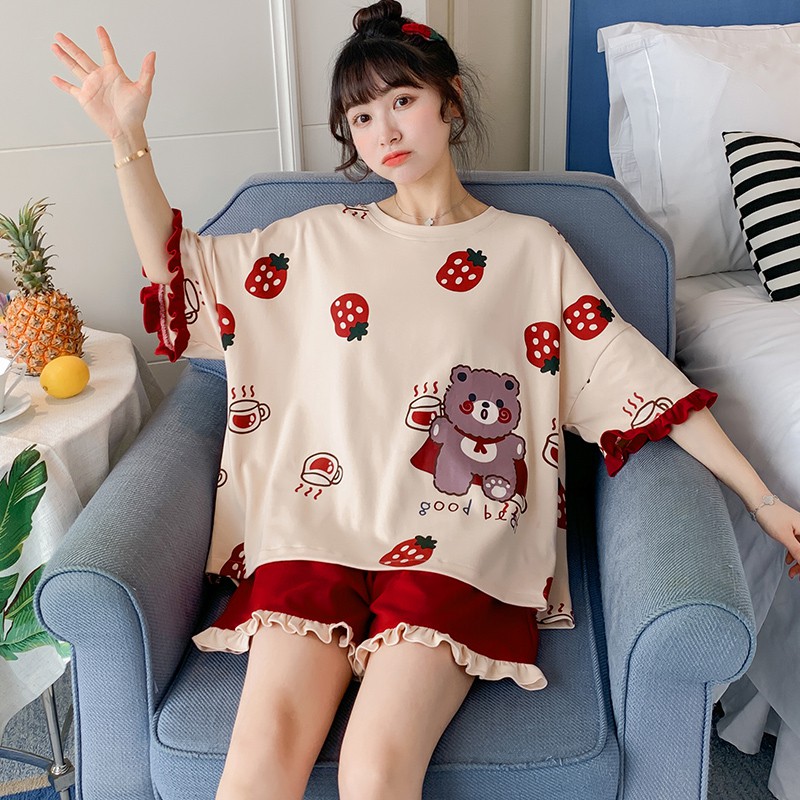 Bộ đồ ngủ, Đồ Bộ Nữ mặc nhà Cotton Form rộng chất liệu cotton cao cấp - Bộ ngủ - Bộ đồ mặc nhà _ mã BC-04