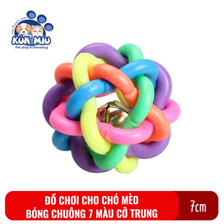 Đồ chơi bóng chuông cao su 7 màu cho chó mèo cỡ trung Kún Miu