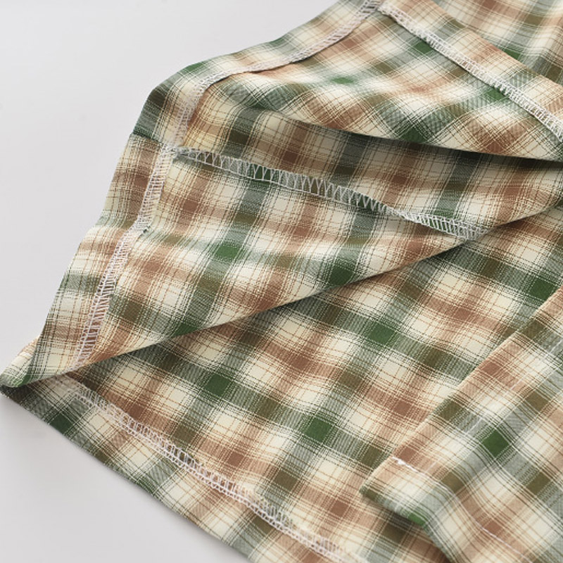 Đầm dự tiệc BEAR LEADER in họa tiết kẻ sọc ca rô in hình gấu dành cho bé gái 7-13 tuổi