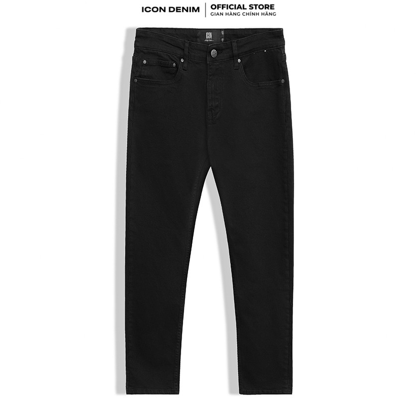 Quần Jean Nam Đen Trơn ICON DENIM Dáng Ôm Slim-fit Trẻ Trung, Co Giãn Tốt