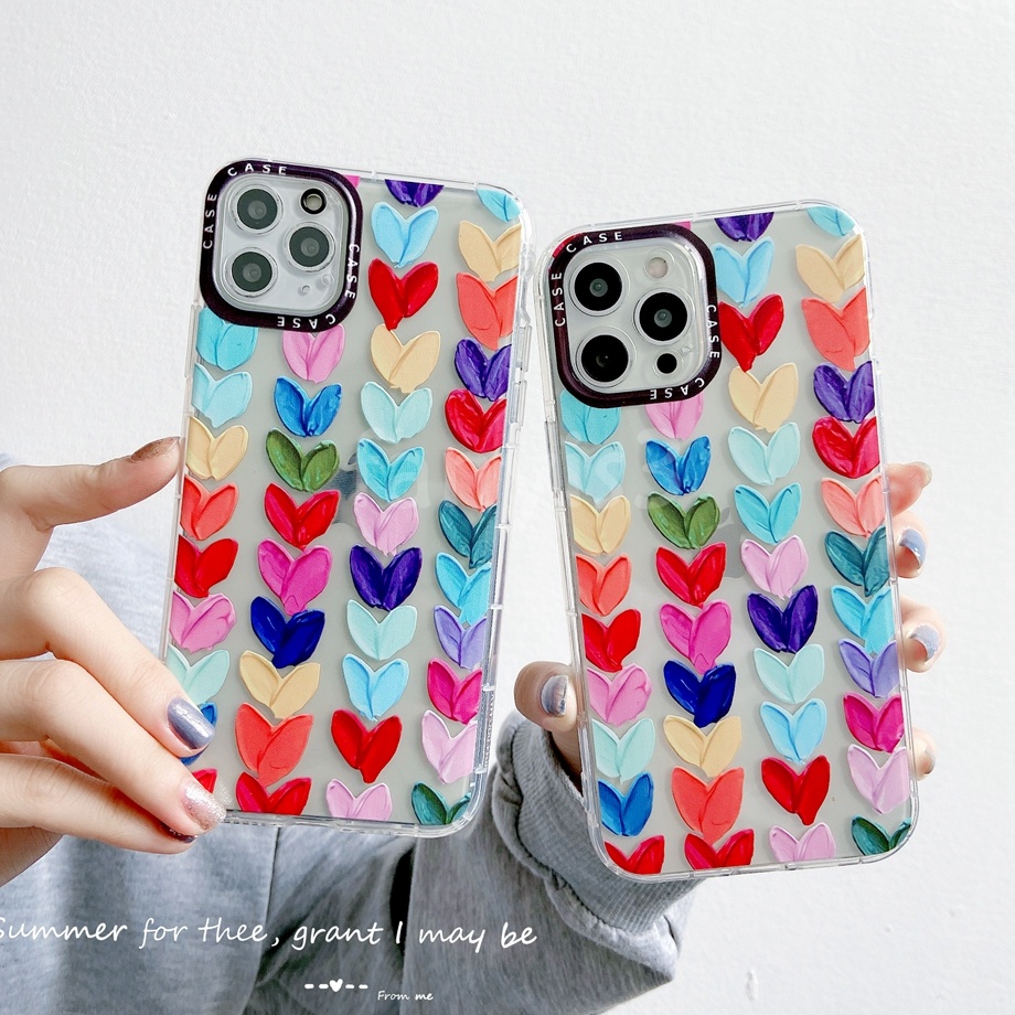 👑Cổ Phiếu Sẵn Sàng🎀Ốp Điện Thoại Dẻo Họa Tiết Trái Tim Nhiều Màu Chống Sốc Cho iPhone 13 12 11 Pro Max 7 8 6 6s Plus Xs Max XR X 12 Mini SE 2020