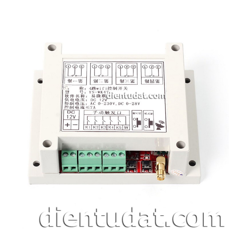 Mạch Điều Khiển 4 Relay Qua Wifi 12VDC - Dùng APP