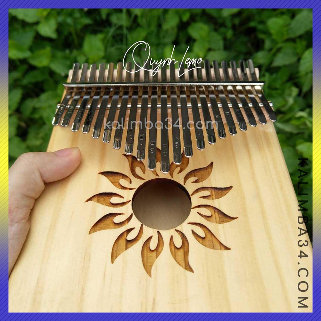 Kalimba 21 Phím - Hình Mặt Trời - Hộp Cộng Hưởng - Gỗ Gụ - Tặng Full Phụ Kiện