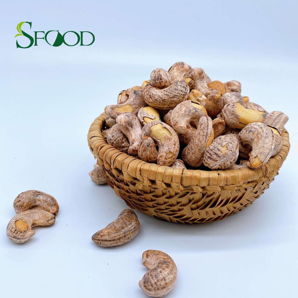 Điều rang muối Sfood, hạt điều rang muối nguyên hạt còn vỏ lụa