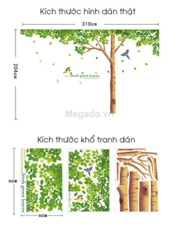 Decal dán tươnbf cây xanh to