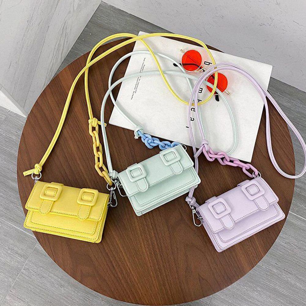 Túi Đeo Chéo Mini Bằng Da PU Phối Dây Đeo Sợi Xích Thời Trang Cho Nữ